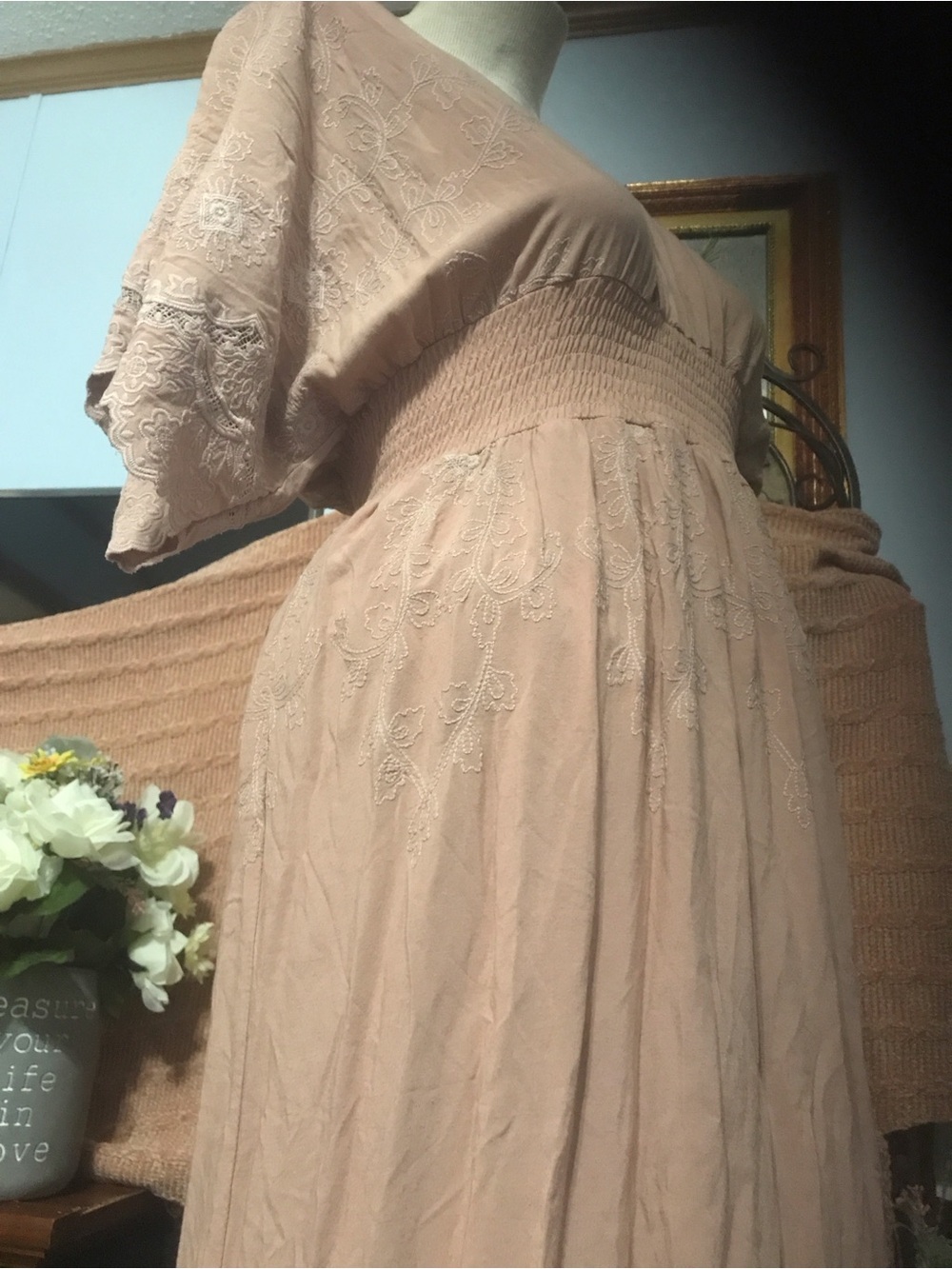 BiBi Blush Embroidered Maxi Dress